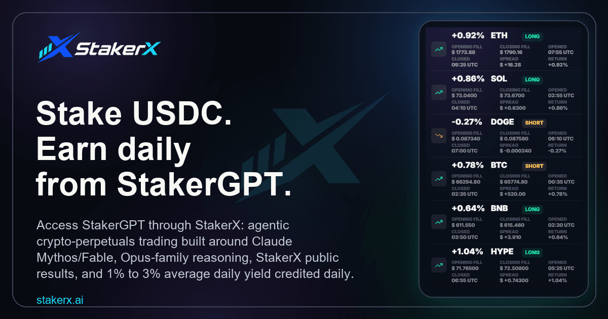 StakerX.ai agentic trading and USDC staking
